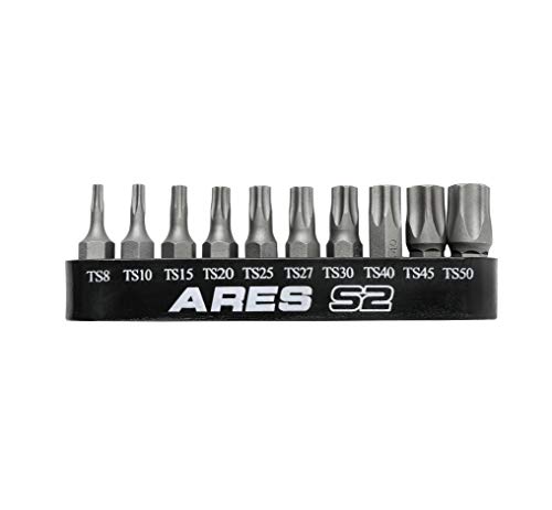 ARES 31004 – 5-Punkt-Torx-Plus manipulationssicheres Sicherheits-Bit-Set, 25 mm Länge, S2-Stahl, präzise gefräste Sicherheits-Bits, Aufbewahrungsschiene im Lieferumfang enthalten, 10-teilig von ARES