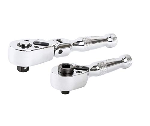 ARES 42042-teiliges 3/8-Zoll-Antriebs-Flexkopf-Ratsche und 1/4-Zoll-Antrieb, Stubby Ratsche und Bit-Treiber-Set – Premium-Chrom-Vanadium-Stahlkonstruktion & hochglanzpolierte Oberfläche von ARES