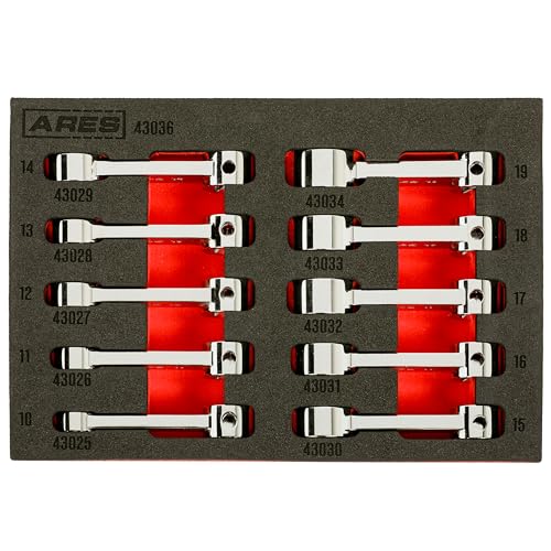 ARES 43036,10-teiliges metrisches 12-Kant-Drehmomentadapter Verlängerungsset,3/8-Zoll-Antrieb,Chrom-Vanadium-Stahlkonstruktion,EVA-Schaumstoffwanne von ARES