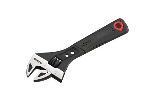 ARES 79000-4 Zoll verstellbarer Schraubenschlüssel – 11/16 Zoll Backenkapazität – Chrom-Vanadium-Stahlkonstruktion – ergonomischer TPR-Griff von ARES