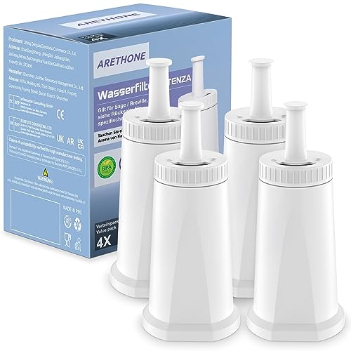 ARETHONE Wasserfilter Ersatz für Sage Kaffeevollautomat, 4 Stück Ersatz für Sage Barista Express Pro Wasserfilter, Water Filter für SES810/SES880/SES920/SES980/SES990/SES875/SES008/BES008 von ARETHONE