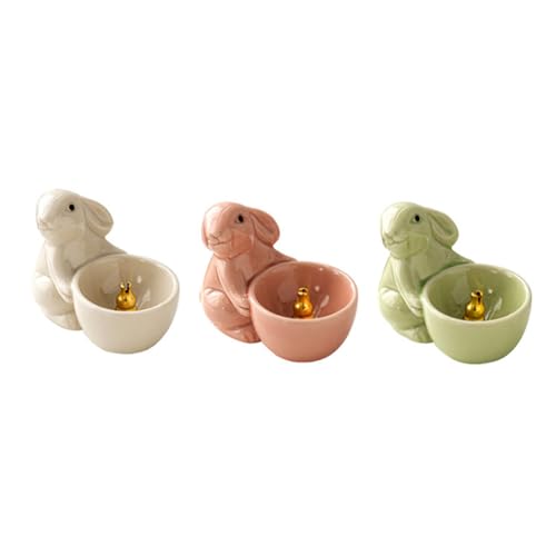ARFUKA 3 Stück Räucherstäbchen Halter Räucherschale Räuchergefäß Weihrauchbrenner Keramik Räucherstäbchenhalter Kaninchen Design mit Aschefänger von ARFUKA