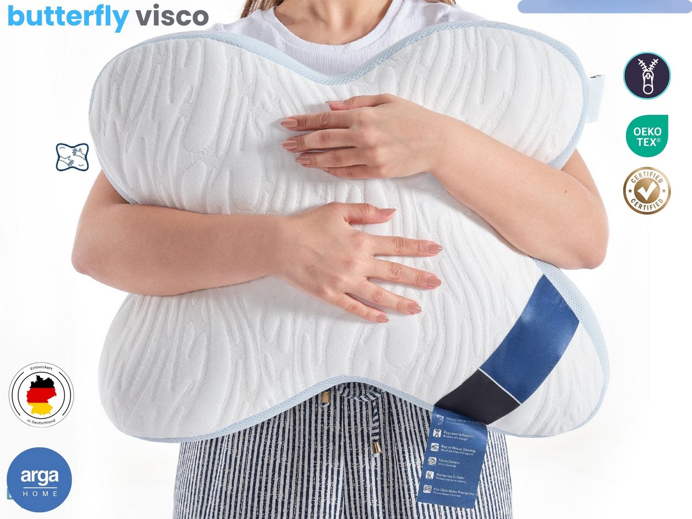 ARGAHOME Nackenstützkissen Butterfly Visco – Ergonomisches Seitenschläfer - Kopfkissen, Füllung: 100% Visco Memory Foam, Rückenschläfer, Seitenschläfer ARGAHOME Nackenstützkissen Butterfly Visco – Ergonomisches Seitenschläfer - Kopfkissen, Füllung: 100% Visco Memory Foam, Rückenschläfer, Seitenschläfer von ARGAHOME