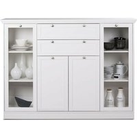 Mobiles Sideboard mit Vitrine 4 Türen 2 Schubladen weiß 160x40xh.120cm Mobiles Sideboard mit Vitrine 4 Türen 2 Schubladen weiß 160x40xh.120cm von ARGONAUTA