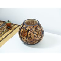 Handgeschnitzte Yerba Mate Kürbis Schmetterling Design - Inklusive 2 Strohhalme Bombillas Handgemacht in Argentinien von ARGTHGS