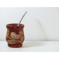 Yerba Mate Kürbis Vogel Design Aus Holz - Inklusive 2 Strohhalme Bombillas Handgefertigt in Argentinien von ARGTHGS