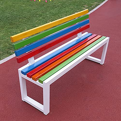 ARHAMS Gartenbank Wetterfest, Sitzbank mit Lehne, Gartenbank, Kunststoffholz, Außenterrassenbank, Metall Und Holz, Parkbank, Verandastuhl for Basketballplatz (Size : 120cm) von ARHAMS