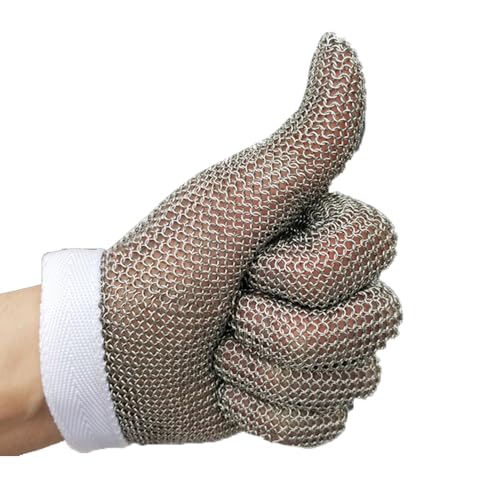 ARHEORMUH Kettenhandschuh Edelstahl-Sicherheitshandschuhe Mit Messerschutz For Männer Und Frauen, Universelle, Rutschfeste Kettenhandschuhe For Die Linke Und Rechte Hand(L) von ARHEORMUH