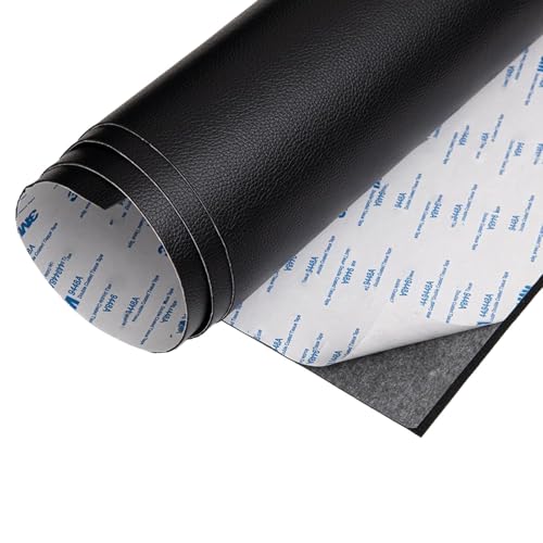 Kunstleder Selbstklebend Litchi Textur Leder Reparatur Patch Kit, Faux Leder Reparatur Band Für Möbel Autositze Couches Boot Sitze Liegestühle(Black,7.9x11.8in) von ARHEORMUH