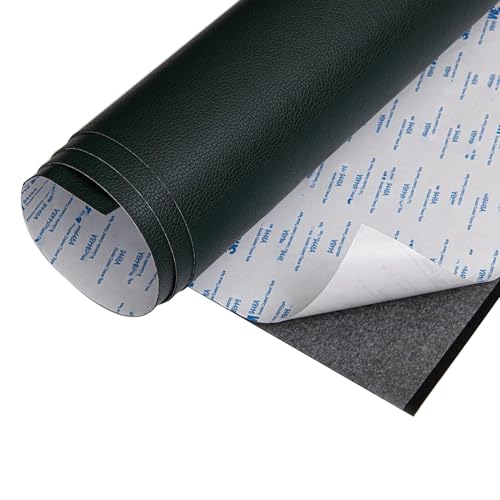 Kunstleder Selbstklebend Litchi Textur Leder Reparatur Patch Kit, Faux Leder Reparatur Band Für Möbel Autositze Couches Boot Sitze Liegestühle(Dark green,7.9x11.8in) von ARHEORMUH