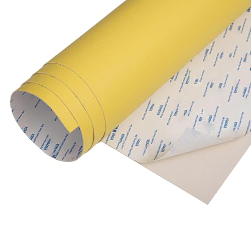 Kunstleder Selbstklebend Litchi Textur Leder Reparatur Patch Kit, Faux Leder Reparatur Band Für Möbel Autositze Couches Boot Sitze Liegestühle(Yellow,9.8x23.6in) von ARHEORMUH