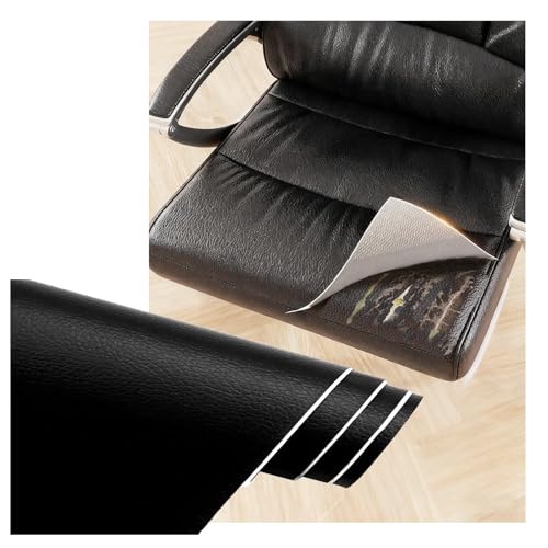 Kunstleder Selbstklebend Selbstklebendes Leder Reparatur Patch Für Stuhl, Schwarzes DIY Cuttable Leder Vinyl Reparatur Tape Für Möbel Polster Sofa(100x70cm) von ARHEORMUH