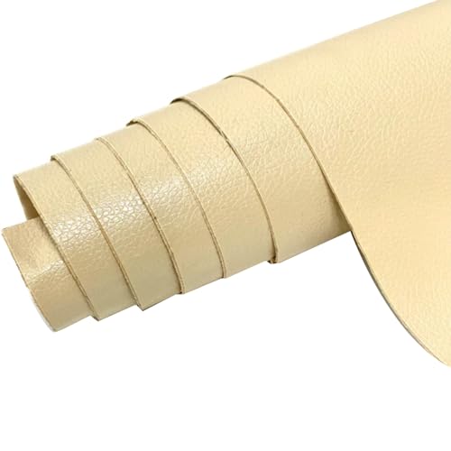 Kunstleder Selbstklebend Selbstklebendes Lederreparaturpflaster, Lederreparaturband Mit Litschi-Texturoberfläche For Möbel, Vinyl-Reparaturset For Autositze(Beige,11.8x54inch) von ARHEORMUH