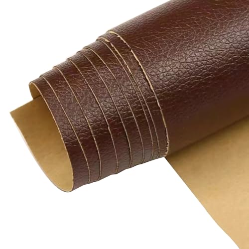 Kunstleder Selbstklebend Selbstklebendes Lederreparaturpflaster, Lederreparaturband Mit Litschi-Texturoberfläche For Möbel, Vinyl-Reparaturset For Autositze(Dark brown,15.7x54inch) von ARHEORMUH