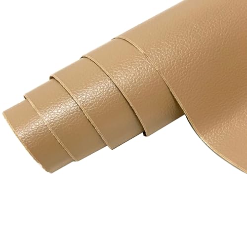 Kunstleder Selbstklebend Selbstklebendes Lederreparaturpflaster, Lederreparaturband Mit Litschi-Texturoberfläche For Möbel, Vinyl-Reparaturset For Autositze(Khaki,11.8x54inch) von ARHEORMUH