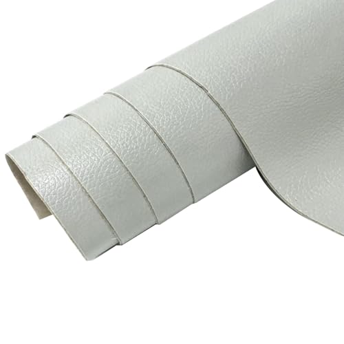 Kunstleder Selbstklebend Selbstklebendes Lederreparaturpflaster, Lederreparaturband Mit Litschi-Texturoberfläche For Möbel, Vinyl-Reparaturset For Autositze(Light gray,11.8x54inch) von ARHEORMUH