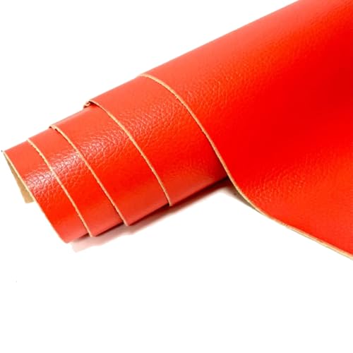 Kunstleder Selbstklebend Selbstklebendes Lederreparaturpflaster, Lederreparaturband Mit Litschi-Texturoberfläche For Möbel, Vinyl-Reparaturset For Autositze(Orange,11.8x54inch) von ARHEORMUH