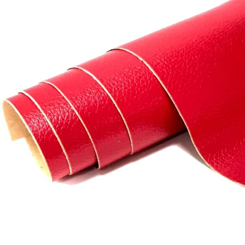 Kunstleder Selbstklebend Selbstklebendes Lederreparaturpflaster, Lederreparaturband Mit Litschi-Texturoberfläche For Möbel, Vinyl-Reparaturset For Autositze(Red,15.7x54inch) von ARHEORMUH