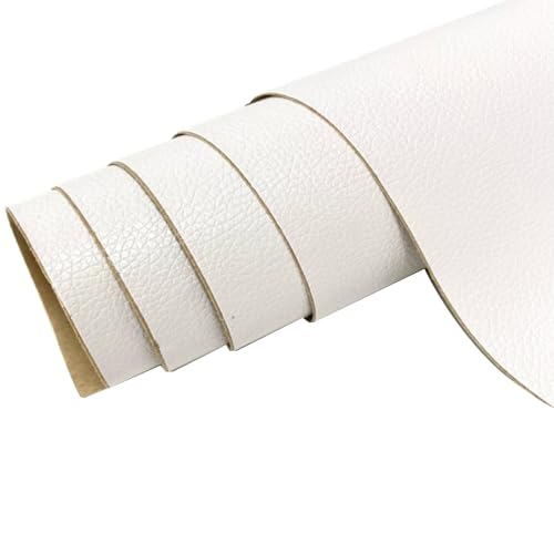 Kunstleder Selbstklebend Selbstklebendes Lederreparaturpflaster, Lederreparaturband Mit Litschi-Texturoberfläche For Möbel, Vinyl-Reparaturset For Autositze(White,15.7x54inch) von ARHEORMUH