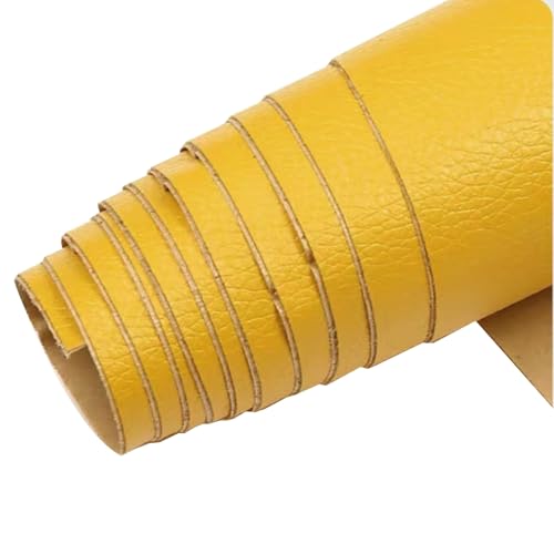 Kunstleder Selbstklebend Selbstklebendes Lederreparaturpflaster, Lederreparaturband Mit Litschi-Texturoberfläche For Möbel, Vinyl-Reparaturset For Autositze(Yellow,15.7x54inch) von ARHEORMUH