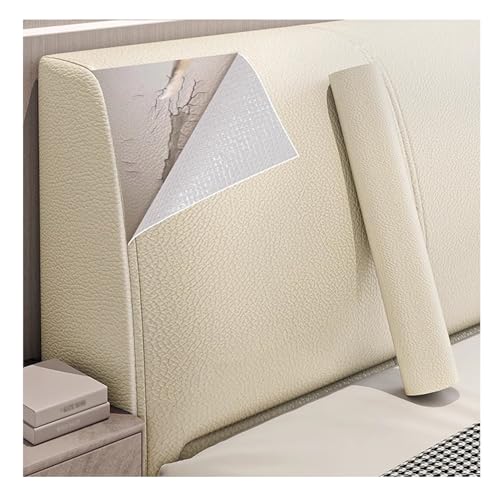 Kunstleder Selbstklebend Weißes Leder Patches Für Nacht, DIY Schneidbare Selbstklebendes Leder Reparatur Patch Für Sofa Möbel Couch Stuhl Handtasche(200x50cm) von ARHEORMUH