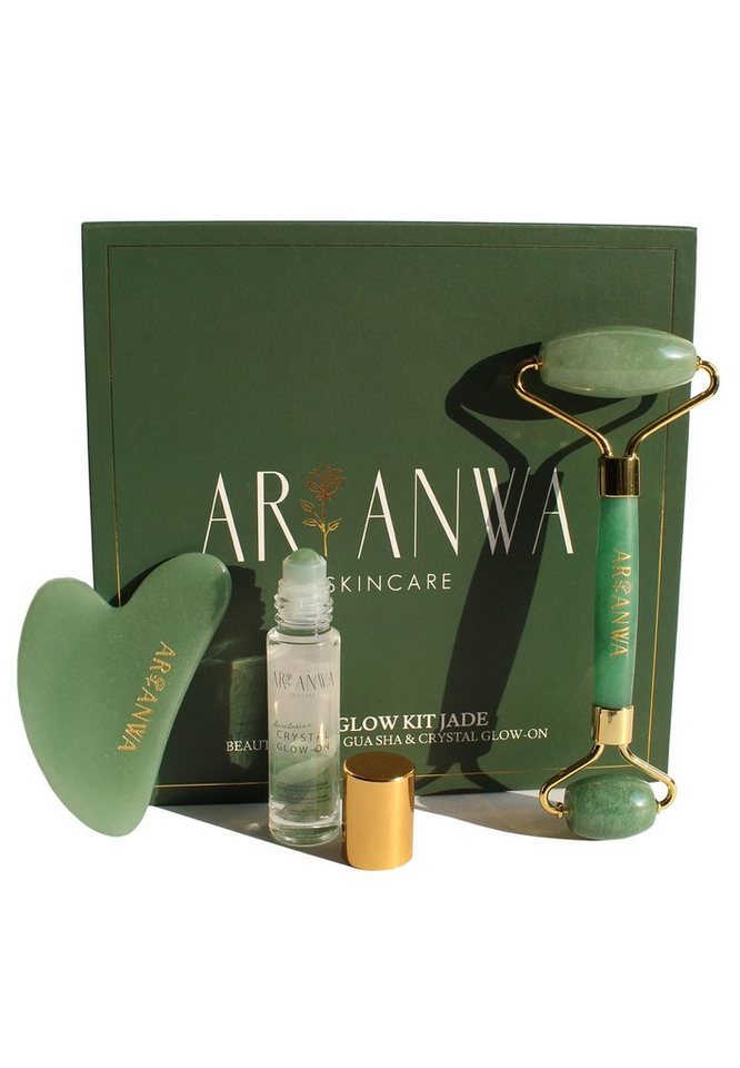 ARI ANWA Skincare Wellness-Pflegeset The Glow Kit Jade I Jade Roller + Gua Sha + Roll On mit Rosenwasser« von ARI ANWA Skincare