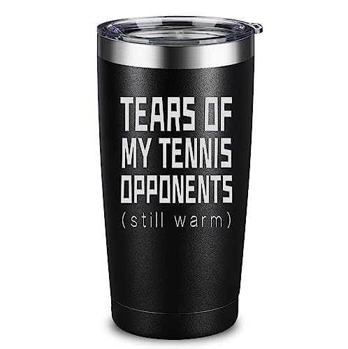 ARIABLE Trinkbecher mit Aufschrift "Tears of My Tennis Opponents", Geschenk für Tennisliebhaber, 590 ml, schwarz, graviert, Edelstahl, isolierter Becher ARIABLE Trinkbecher mit Aufschrift "Tears of My Tennis Opponents", Geschenk für Tennisliebhaber, 590 ml, schwarz, graviert, Edelstahl, isolierter Becher von ARIABLE
