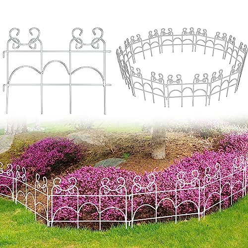 ARIFARO Dekorativer Gartenzaun 33 cm H x 43 cm B (10 Packungen) No-Dig Border Zaun Gesamtlänge 4,3 m, Weißer Zaun für draußen, Terrasse, Rasen und Blumenbeete von ARIFARO