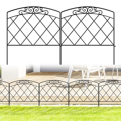 ARIFARO Dekorativer Gartenzaun 60cm H X 56cm B 5 Paneele Kein Graben Tierbarriere-Zaun, Haustierzaun Rostfreies Metallgitter-Panel-Begrenzung für Hunde, Kaninchen und Terrasse. von ARIFARO