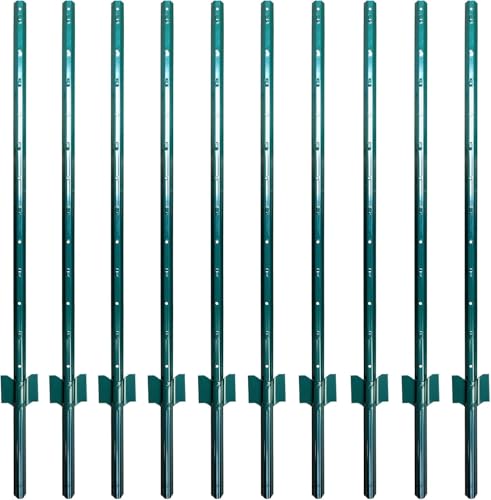ARIFARO Zaunpfosten 122cm Robuste Metallpfosten, Packung mit 10, Kein Graben Garten U-Pfosten für Drahtzaun Stahlpfosten für Hof, Outdoor-Draht von ARIFARO