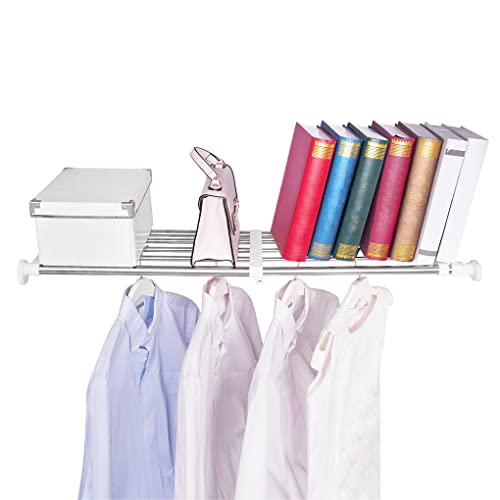 ARIIKON Erweiterbares Schrankregal Kleiderschrank Organizer Regale Ohne Bohren DIY Schrank Trennwand Aufbewahrungsregal Multifunktional, Einstellbare Länge 60-80cm, Elfenbein von ARIIKON