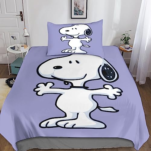 ARINAL Snoopy 3D Print Betten Set Bettwäsche Set Microfaser Qualität Reißveschluss Comics Bettbezug-Set Mit Kissenbezug Für Schlafzimmer, Weiche Bequemer Single（135x200cm） von ARINAL