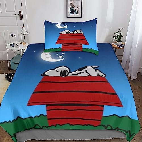 ARINAL Snoopy 3D Print Kinder Betten Set Bettwäsche Set,Microfaser Bettbezüge, Himmlische Qualität Comics Bettbezug Mit Kissenbezug Teilig Single（135x200cm） von ARINAL