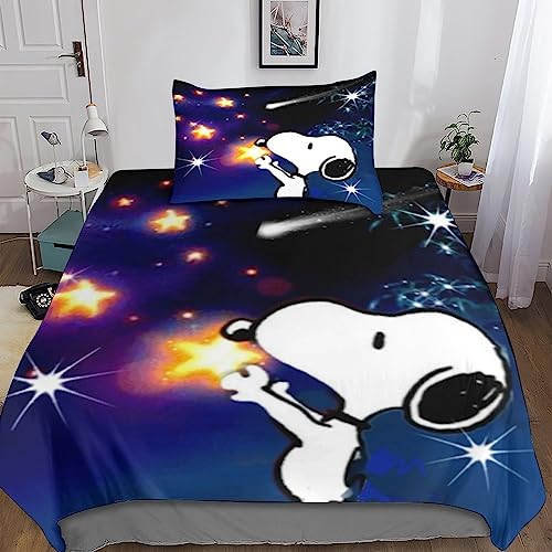 ARINAL Snoopy Bettbezug-Set Bedrucktes Weiches Mikrofaser-Comics Bettwäsche-Set Für Erwachsene Teenager Kinder 3 Stück Mit Reißverschluss Für Heimtextilien Single（135x200cm） von ARINAL