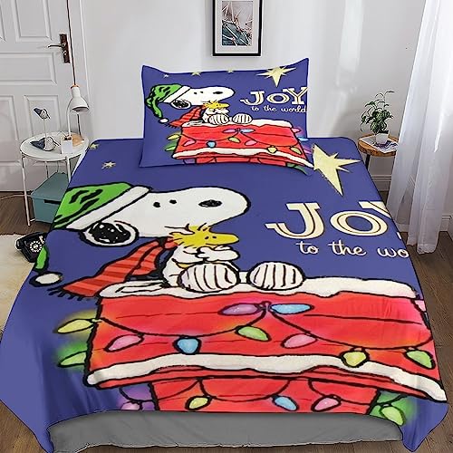 ARINAL Snoopy Bettbezug-Set Bedrucktes Weiches Mikrofaser-Comics Bettwäsche-Set Für Erwachsene Teenager Kinder 3 Stück Mit Reißverschluss Für Heimtextilien Single（135x200cm） von ARINAL