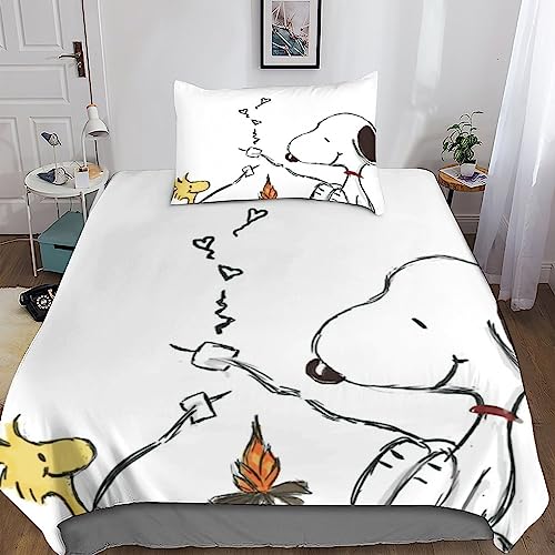 ARINAL Snoopy Betten Set Für Kinder Erwachsene Mädchen Comics Bettbezug Set Bettwäsche Set Für Schlafzimmer, Weiche Bequemer Single（135x200cm） von ARINAL