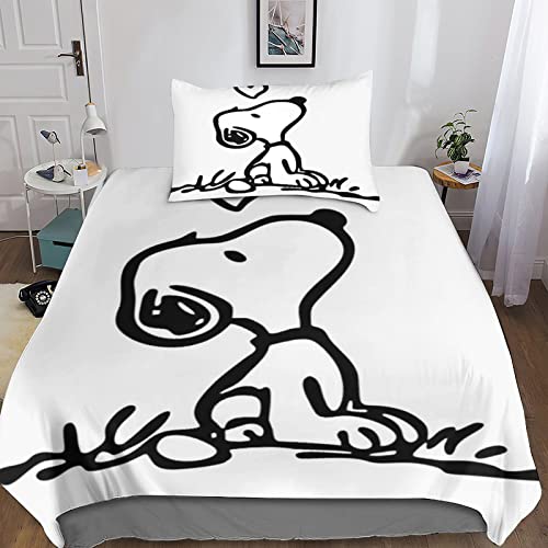 ARINAL Snoopy Bettwäsche 3D Print Anime Bettbezug 3 Teilig Weiche Mikrofaser Kinder, Jungen, Mädchen Und Kissenbezug Haltbar Atmungsaktive Single（135x200cm） von ARINAL