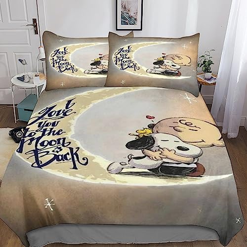 ARINAL Snoopy Bettwäsche 3D Print Comics Bettbezug 3 Teilig Weiche Mikrofaser Kinder, Jungen, Mädchen Und Kissenbezug Haltbar Atmungsaktive King（220x240cm） von ARINAL