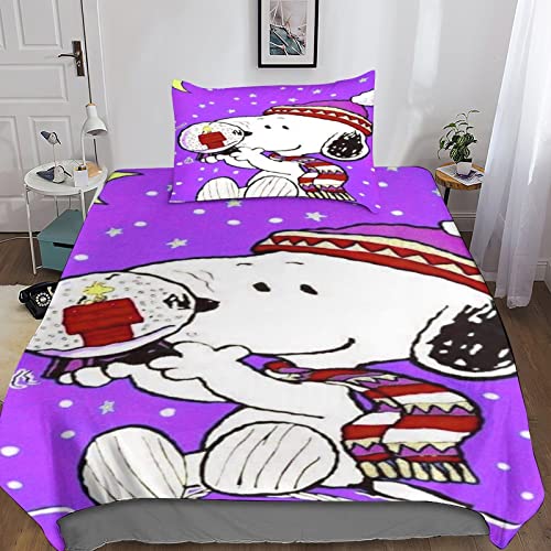 ARINAL Snoopy Bettwäsche Set,Bettwäsche Bettbezug 3D Comics Bettbezug,Drucken 3Teilig,Microfaser Super Weiche Atmungsaktive Tröster Set Single（135x200cm） von ARINAL
