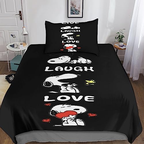 ARINAL Snoopy Bettwäsche Set 3D Bettwäsche Set 3 Teilig Mikrofaser Comics Bettbezug Mit Reißverschluss Und Kissenbezug Weich Haltbar Atmungsaktive Single（135x200cm） von ARINAL
