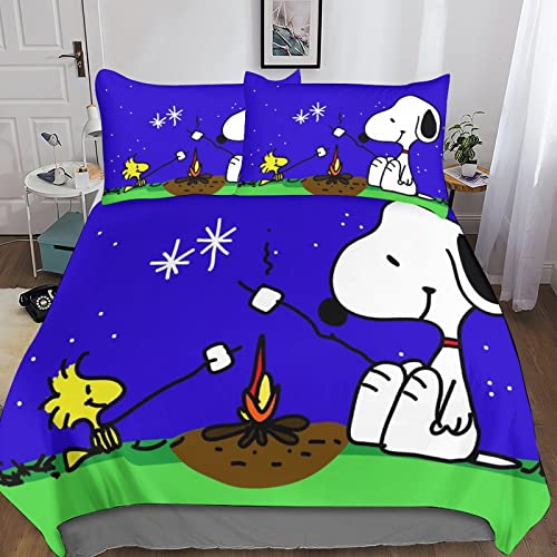 ARINAL Snoopy Bettwäsche Set 3D Print Bettbezug,bettwäsche Mikrofaser Comics Bettbezug, Mit Reißverschluss Und Kissenbezug Für Schlafzimmer, Weiche Bequemer King（220x240cm） von ARINAL