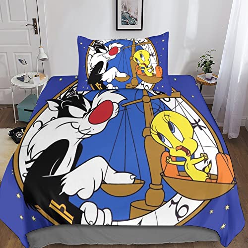 ARINAL TweetyBird 3D Bettbezug Set Mit Kissenbezug, Bettwäsche Set, Modisch Bettbezüge Mikrofaser Animation Bettbezug Mit Reißverschluss Single（135x200cm） von ARINAL