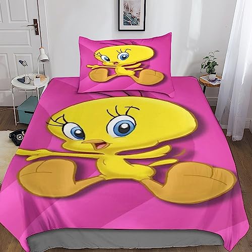 ARINAL TweetyBird Bettwäsche Set Bettbezug Set Atmungsaktive Mikrofaser Animation Bettwäsche Für Schlafzimmer, Weiche Bequemer Single（135x200cm） von ARINAL