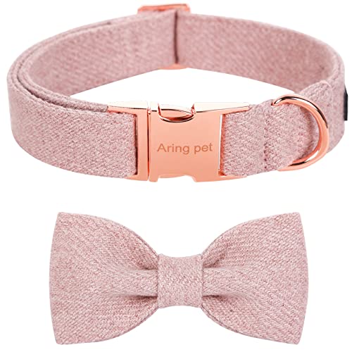 ARING PET Bowtie Hundehalsband, Baumwolle, rosa Hundehalsband mit Schleife, ausgefallene Hochzeit Mädchen Hundehalsbänder Haustier Halsbänder Geschenke mit Metallschnalle von ARING PET