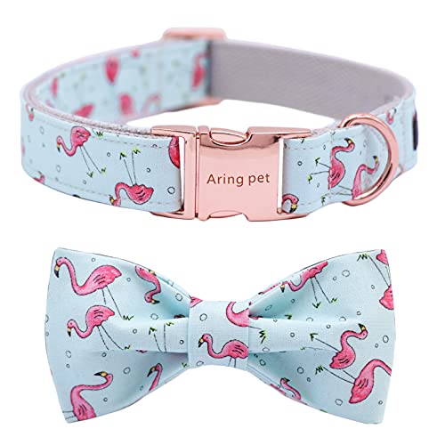ARING PET Flamingo Hundehalsband, niedliche Fliege Hundehalsbänder, einstellbare Halsband Geschenke für kleine mittlere große und Mädchen Junge Hunde von ARING PET
