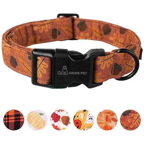 ARING PET Herbst Hundehalsband, süßes orangefarbenes Hundehalsband für kleine Hunde, Baumwolle, leichte Hundehalsbänder mit Schnellverschluss-Schnalle für kleine, mittelgroße und große Hunde von ARING PET