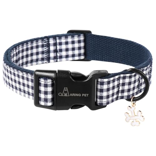 ARING PET Hundehalsband, Kariertes Hundehalsband mit Schnellverschluss aus Kunststoffschnalle, Bequemes Halsband aus Baumwolle für Jungen und Mädchen Hunde ARING PET Hundehalsband, Kariertes Hundehalsband mit Schnellverschluss aus Kunststoffschnalle, Bequemes Halsband aus Baumwolle für Jungen und Mädchen Hunde von ARING PET