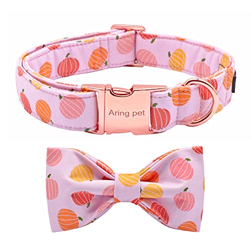 ARING PET Hundehalsband mit Schleife-Halloween Kürbis Fliege Hundehalsbänder, einstellbare weiche Hunde Halsband Fliege mit Metallschnalle für kleine mittlere große Hunde von ARING PET