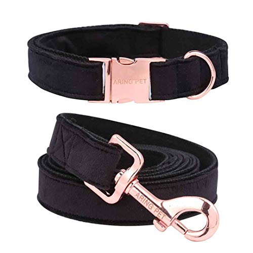 ARING PET Hundehalsband und Leine Set, Velvet Hundehalsband, Hundehalsband und Leine, verstellbares Hundehalsband für kleine mittelgroße Hunde. von ARING PET