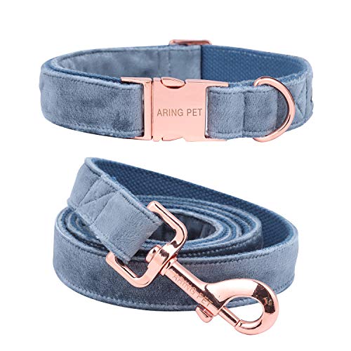 ARING PET Hundehalsband und Leine Set, Velvet Hundehalsband, Hundehalsband und Leine, verstellbares Hundehalsband für kleine mittelgroße Hunde. von ARING PET